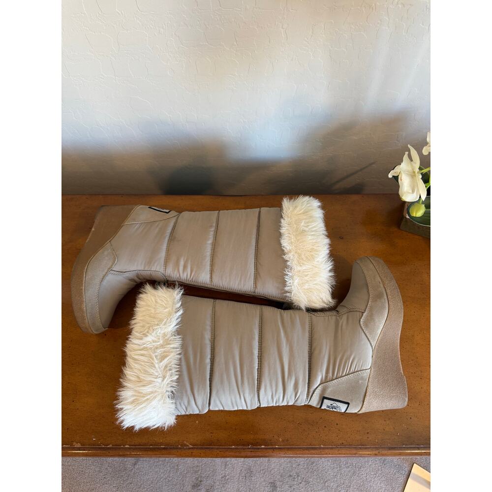 Juicy Couture Vintage Fur Trim Snow Boots Taupe 10 - Picture 7 of 10